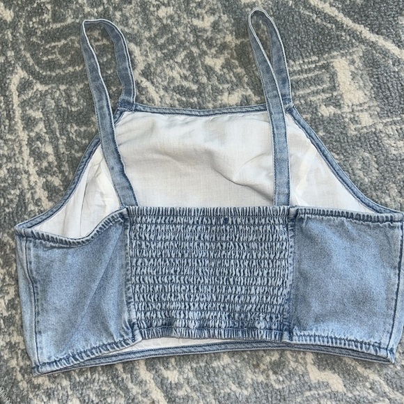 American Eagle high neck denim crop tank top - Picture 4 of 6